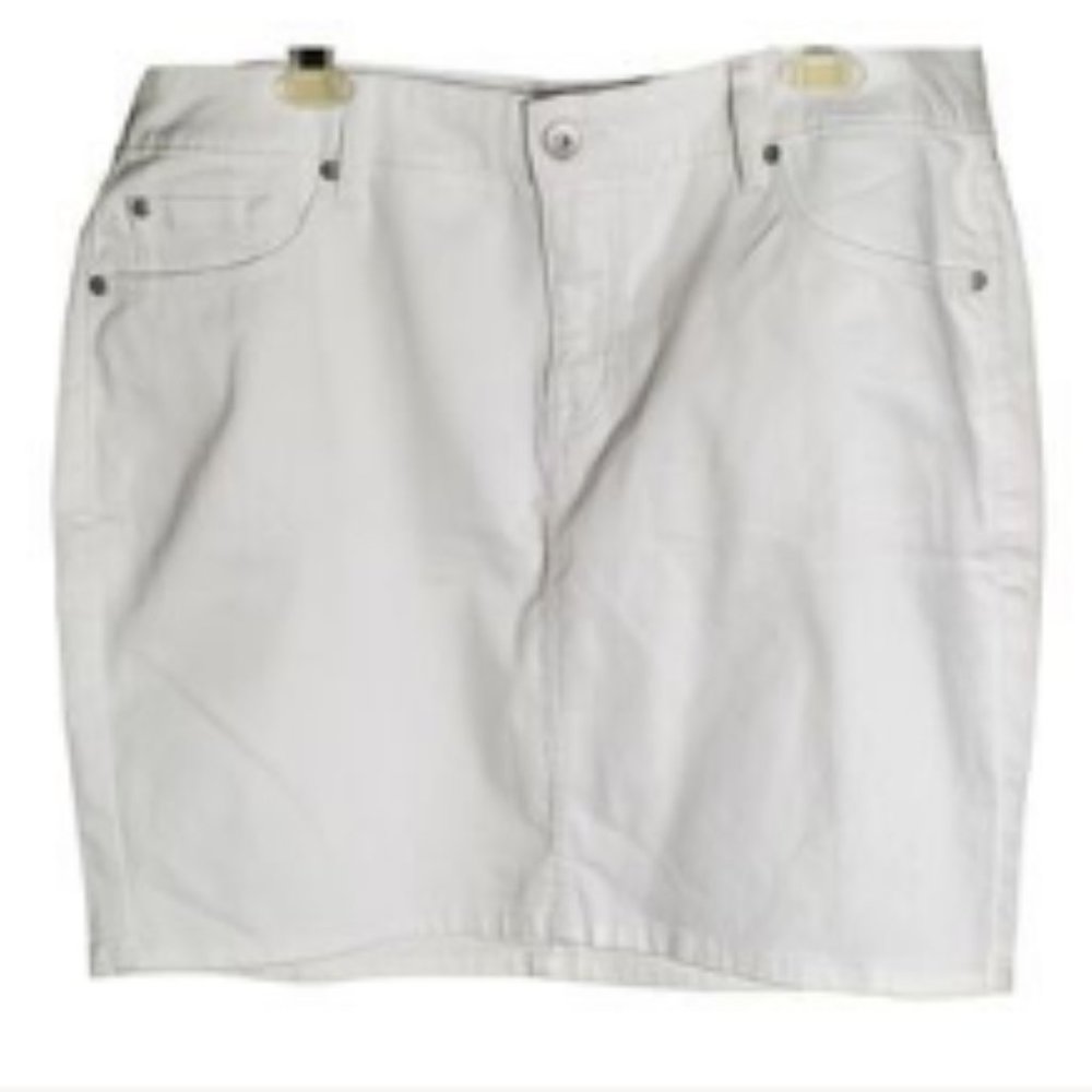 Torrid Mini Skirt Size 14 White Denim First At Fit Stretch Non Distressed Comfy